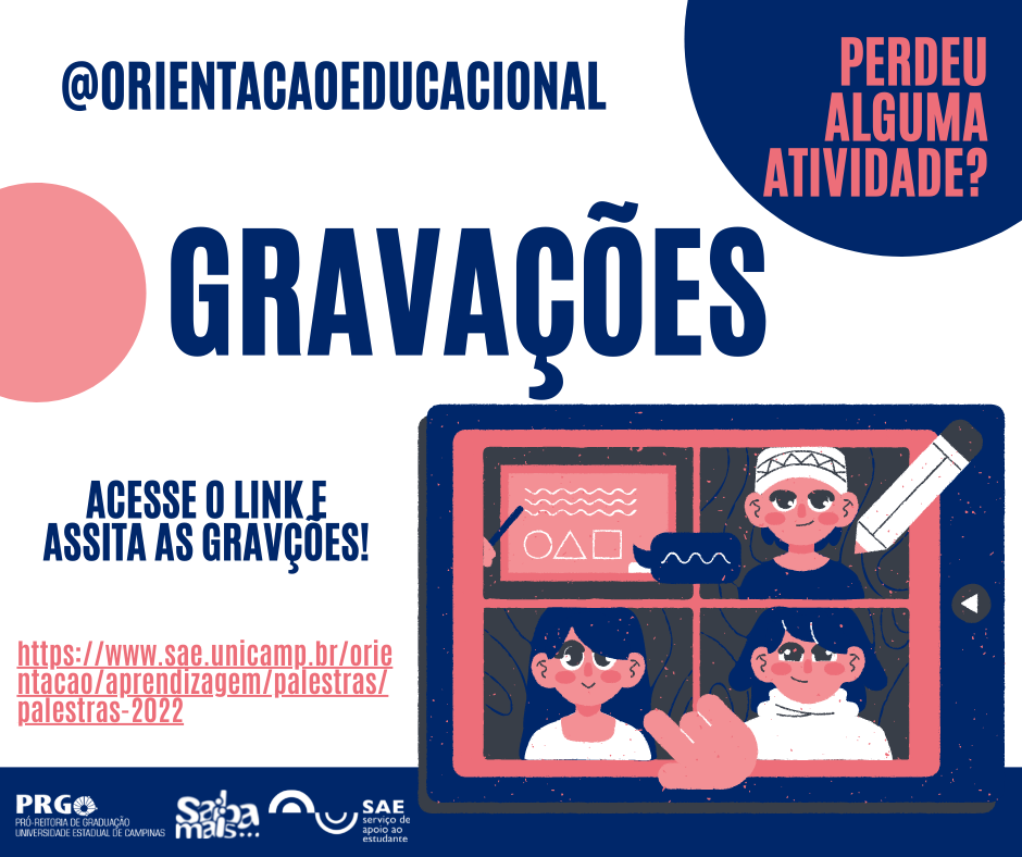 A gravação dos eventos da Orientação Educacional já está disponível!  Compartilhe com os amigos