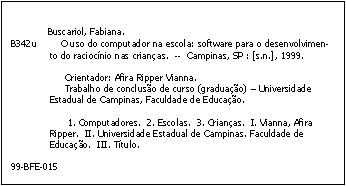 Modelo de Ficha Catalográfica