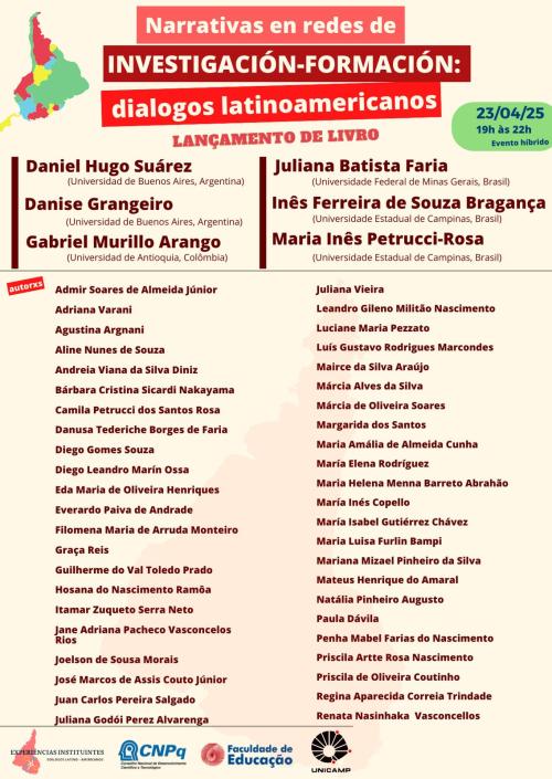 Cartaz do evento "Narrativas en redes de investigación-formación: dialogos latinoamericanos"