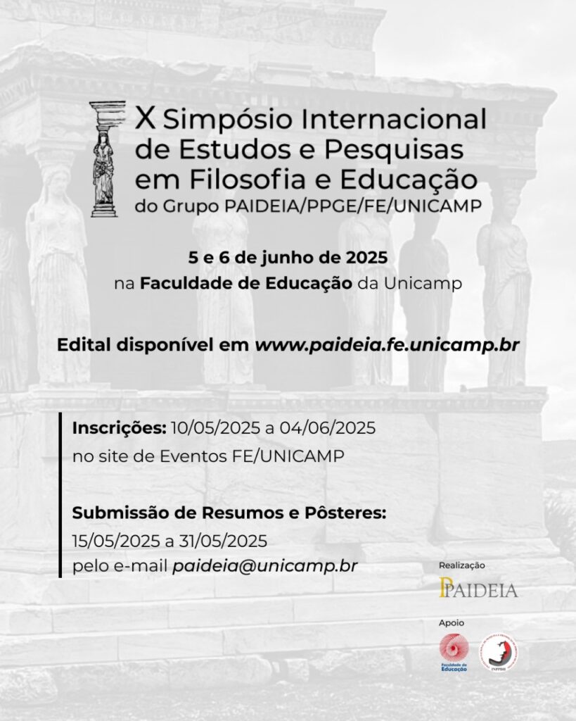 O Banner de divulgação do evento tem cor cinza e as letras são pretas. A arte mostra o título do evento, assim como as informações sobre data, local e horário conforme descrito na postagem do evento.