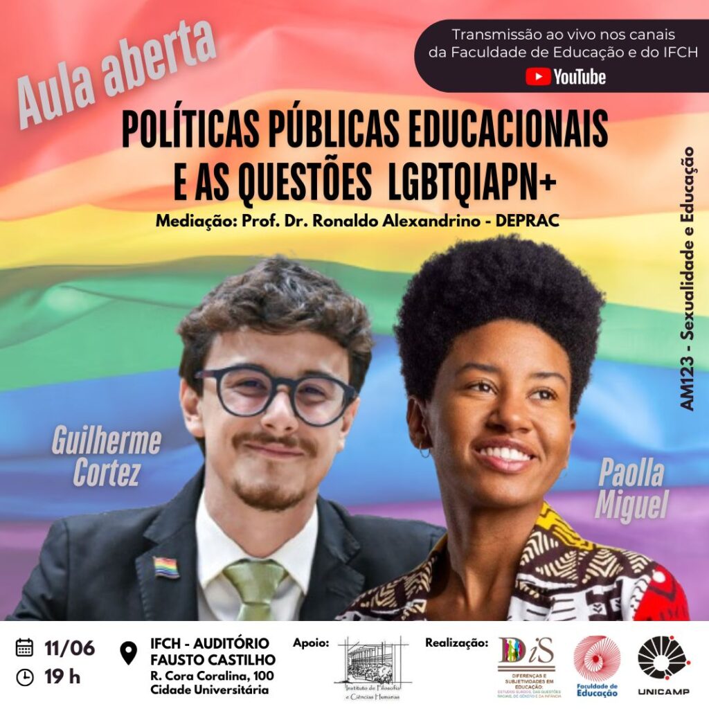 Cartaz do evento "Políticas Públicas Educacionais e as Questões LGBTQIAPN+"