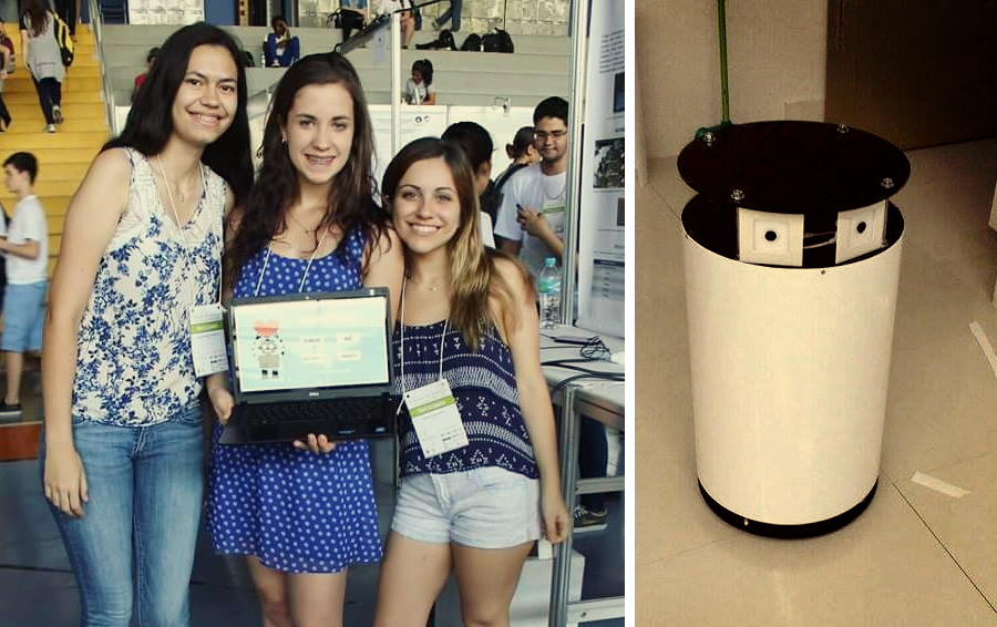 Grupo do Robaux na V Mostra de Trabalhos do Cotuca, e o robô